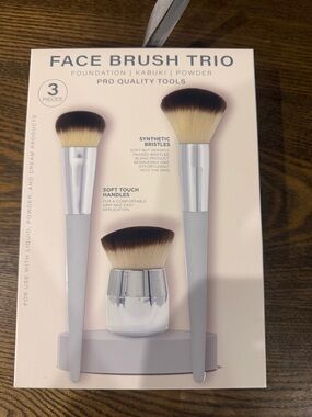 Face Brush Trio - Gray and Silver Makeup Brush Set
